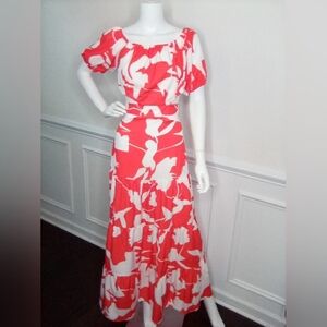 NWOT Women's  On Or Off The Shoulder High Waist Floral Dress, Small, O & W